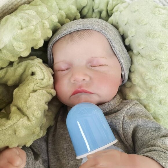 ❤️ Sleeping Boy Baby Doll-19 inch Lifelike Full Body Silicone Vinyl Reborn Baby - Picture 3 of 7